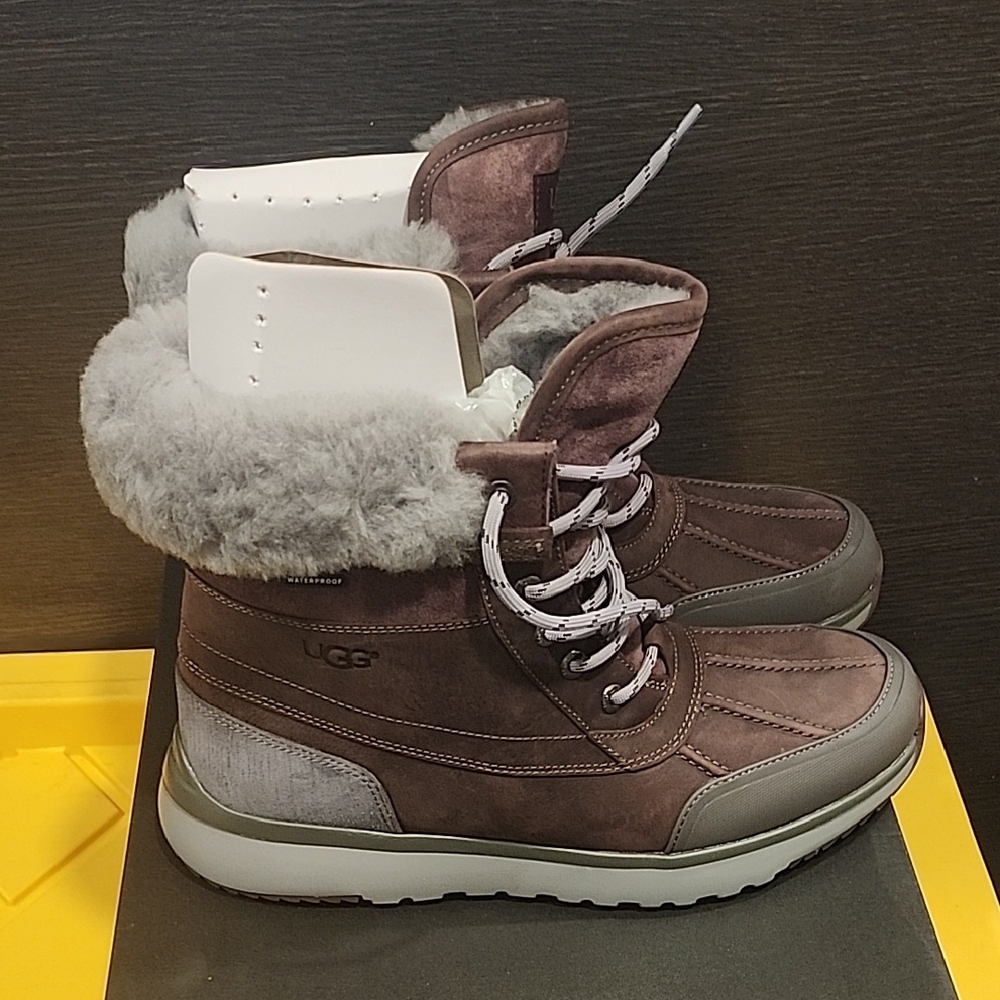 New In Box UGG M Eliasson Brown and Gray Winter Boots Men's 10